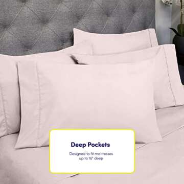 Full Size Bed Sheets - 6 Piece 1500 Supreme Collection Fine Brushed Microfiber Deep Pocket Full Sheet Set Bedding - 2 Extra Pillow Cases, Great Value, Full, Pale Pink