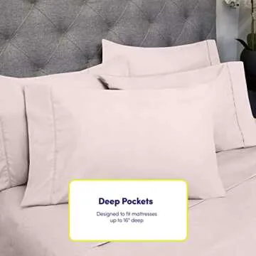 Full Size Bed Sheets - 6 Piece 1500 Supreme Collection Fine Brushed Microfiber Deep Pocket Full Sheet Set Bedding - 2 Extra Pillow Cases, Great Value, Full, Pale Pink