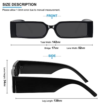 Retro 90s Rectangle Sunglasses for Trendy Summer Style