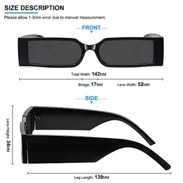 Retro 90s Rectangle Sunglasses for Trendy Summer Style