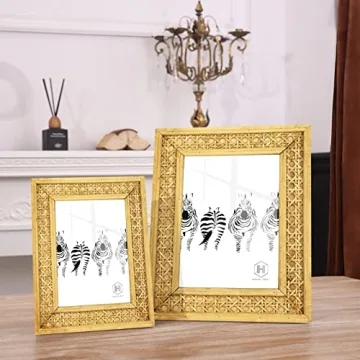 HUAXIN CRAFT H Rattan 4x6 picture Frame, Wicker Boho Rustic Photo Frame, Vintage Cany Stand Table Top Desk (4x6 inch)