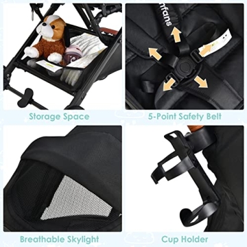 INFANS Lightweight Baby Stroller for Travel with Cup Holder
