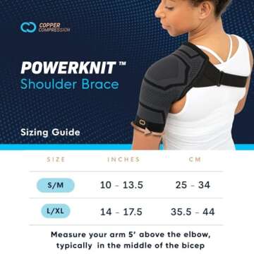 Copper Compression Shoulder Brace | Shoulder Pain Relief with PowerKnit Compression Technology | Sho...