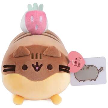 Gund Pusheen Éclair Squisheen Plush, Stuffed Animal for Ages 8 and Up, Brown/Yellow, 11”