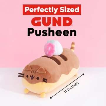 Gund Pusheen Éclair Squisheen Plush, Stuffed Animal for Ages 8 and Up, Brown/Yellow, 11”