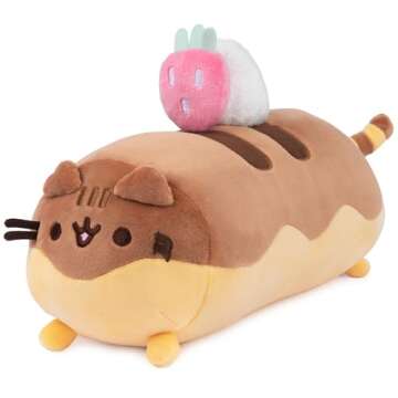 Gund Pusheen Éclair Squisheen Plush, Stuffed Animal for Ages 8 and Up, Brown/Yellow, 11”