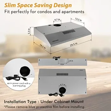 FIREGAS 30" Range Hood with LED and 3 Speed Fan