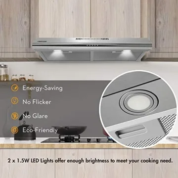 FIREGAS 30" Range Hood with LED and 3 Speed Fan