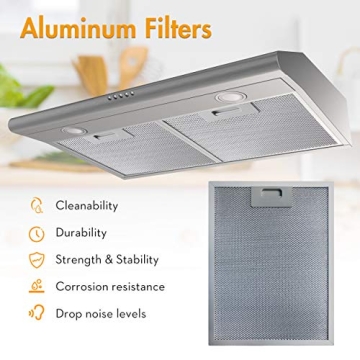 FIREGAS 30" Range Hood with LED and 3 Speed Fan