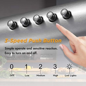 FIREGAS 30" Range Hood with LED and 3 Speed Fan