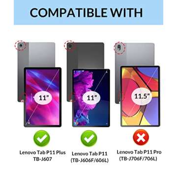 MoKo Case Compatible with Lenovo Tab P11 Plus Case 2021(TB-616F)/Tab P11 2020 11 inch (TB-J607F TB-J606X TB-J606F), Origami Standing Shell Cover Case with Multi Angle Magnetic TPU Back Cover, Black