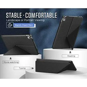 MoKo Case Compatible with Lenovo Tab P11 Plus Case 2021(TB-616F)/Tab P11 2020 11 inch (TB-J607F TB-J606X TB-J606F), Origami Standing Shell Cover Case with Multi Angle Magnetic TPU Back Cover, Black