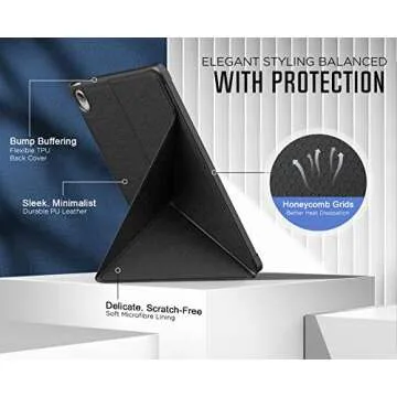 MoKo Case Compatible with Lenovo Tab P11 Plus Case 2021(TB-616F)/Tab P11 2020 11 inch (TB-J607F TB-J606X TB-J606F), Origami Standing Shell Cover Case with Multi Angle Magnetic TPU Back Cover, Black