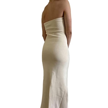 Strapless Knitted Maxi Dress with Twisted Knot Front