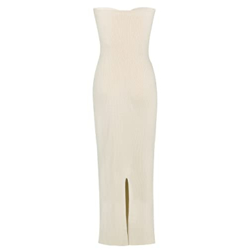 Strapless Knitted Maxi Dress with Twisted Knot Front