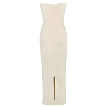 Strapless Knitted Maxi Dress with Twisted Knot Front