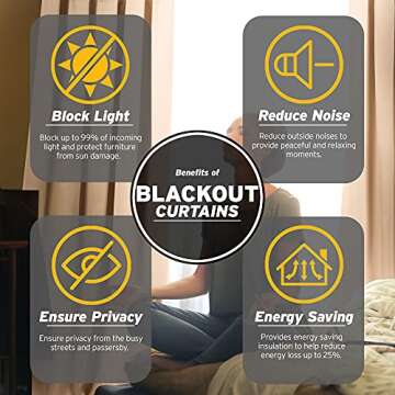 Best Home Fashion Blackout Curtains - Dusty Pink, 2 Panels