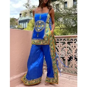 Stylish NUFIWI Women's Floral Summer Pants Set