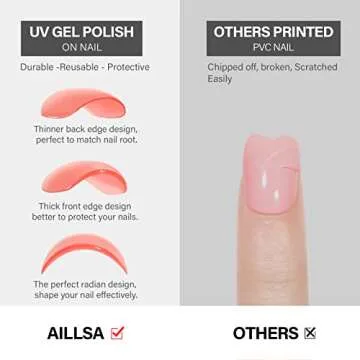 AILLSA Press on Nails Short - Square Shape Fake Nails Made by Soft Gel Lightweight & Comfortable Reusable, Glue on Nails Short 15Sizes 30Pcs Gel Nail Kit with Glue, Sweet Peach
