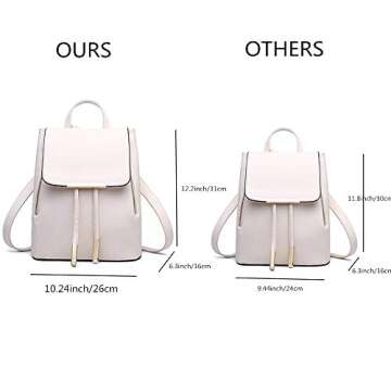 WINK KANGAROO Fashion Women’s PU Leather Backpack Rucksack, Elegant Beige Travel Bag