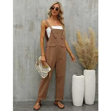 Gihuo Women's Oversized Casual Linen Jumpsuit with Pockets