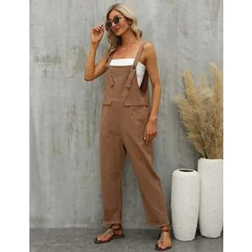 Gihuo Women's Oversized Casual Linen Jumpsuit with Pockets