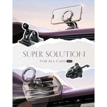 LISEN for MagSafe Car Mount,360 Degree Rotation Dashboard Magnetic Phone Holder for Car, Hands Free ...