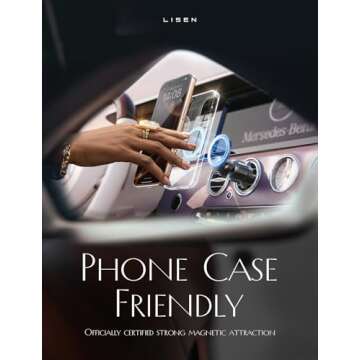 LISEN for MagSafe Car Mount,360 Degree Rotation Dashboard Magnetic Phone Holder for Car, Hands Free Vent iPhone Magnetic Car Mount,Magnet Phone Mount for iPhone 16 15 14 13 12 Pro Max Plus Mini,Black