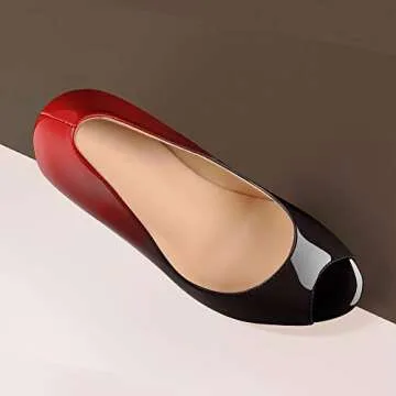 Richealnana Women's Slip On Pumps Platform High Heels Comfortable Peep Toe Super High Sandals for Dress Wedding Working Dancing Red to Black Gradient Size 8