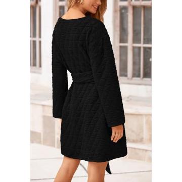 PRETTYGARDEN Women's Trendy Quilted Long Sleeve Dress
