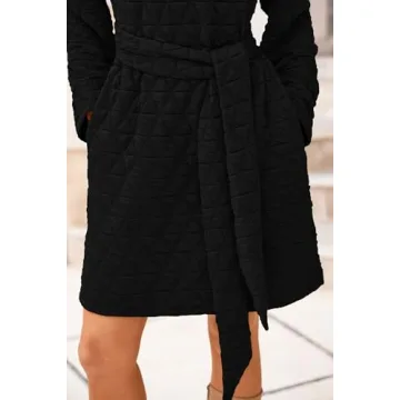 PRETTYGARDEN Women's Trendy Quilted Long Sleeve Dress