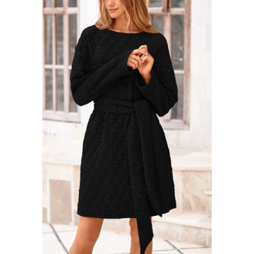 PRETTYGARDEN Women's Trendy Quilted Long Sleeve Dress