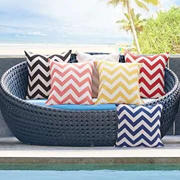 WESTERN HOME WH Pack of 2 Decorative Outdoor Waterproof Throw Pillow Covers Square Pillowcases Wave Pattern Cushion Covers Shell for Couch Patio Garden Tent Park 18 x 18 Inch Black