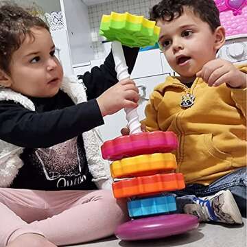 ODELA Spinning Toy – Premium Stacking Toy for Kids – Strong ABS Plastic – Rainbow Spinning Wheel Toy – Fun and Engaging Brain Development Toys for Kids