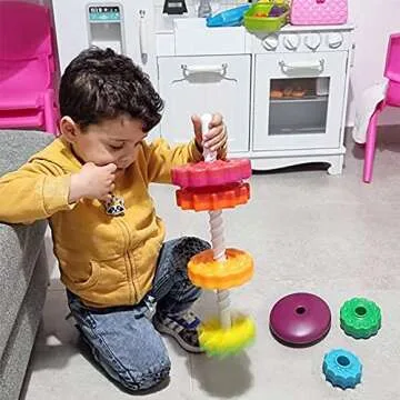 ODELA Spinning Toy – Premium Stacking Toy for Kids – Strong ABS Plastic – Rainbow Spinning Wheel Toy – Fun and Engaging Brain Development Toys for Kids