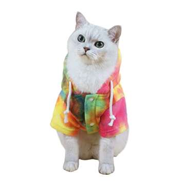 QWINEE Stylish Pet Hoodie - Tie Dye Warm Winter Coat for Dogs & Cats