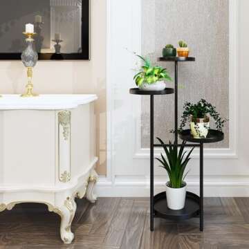 YisanCrafts Plant Stand Metal Indoor Outdoor 4 Tier Tall Corner Flower Pot Holder Stands Multiplel Planter Rack Display Shelves for Patio Living Room Balcony Office Tiered Plant Table, Black