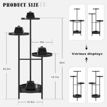 YisanCrafts Plant Stand Metal Indoor Outdoor 4 Tier Tall Corner Flower Pot Holder Stands Multiplel Planter Rack Display Shelves for Patio Living Room Balcony Office Tiered Plant Table, Black
