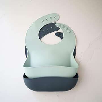 Durable Baby Bib Set - Adjustable Silicone Bibs (2 Pack)