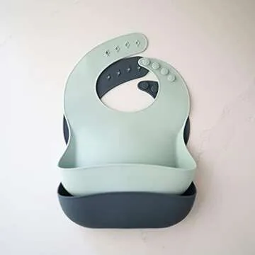 Durable Baby Bib Set - Adjustable Silicone Bibs (2 Pack)