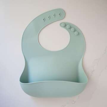 Durable Baby Bib Set - Adjustable Silicone Bibs (2 Pack)