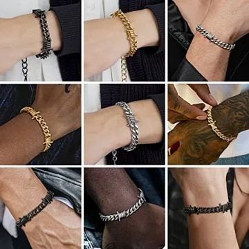 Durable Stainless Steel Gothic Punk Bracelet for Men