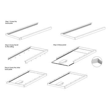 LEDONE 2x4 FT Surface Mount Kit for Flat Panel Light or Troffer Light, 24x48 inch Ceiling Frame Kit, Surface Mounting Bracket Kit for 2' X 4' Edge-Lit or Back Lit Panel Light, 1 PK