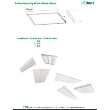 LEDONE 2x4 FT Surface Mount Kit for Flat Panel Light or Troffer Light, 24x48 inch Ceiling Frame Kit, Surface Mounting Bracket Kit for 2' X 4' Edge-Lit or Back Lit Panel Light, 1 PK