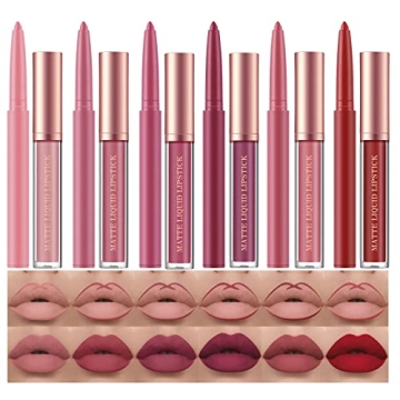 BestLand 12Pcs Matte Liquid Lipstick + Lip Liner Set - Long Wear & Waterproof
