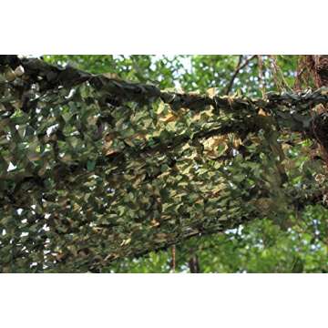 Ginsco Camo Netting, 6.5ft x 20ft 2m x 6m Woodland Camouflage Net for Hunting Blind Sunshade Camping Watching Hide Airsoft Shooting Military Theme Party Decorations Privacy Fence Screen