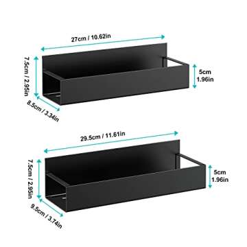 Vetacsion 2 Pack Moveable Fridge Magnetic Spice Racks,Metal Black