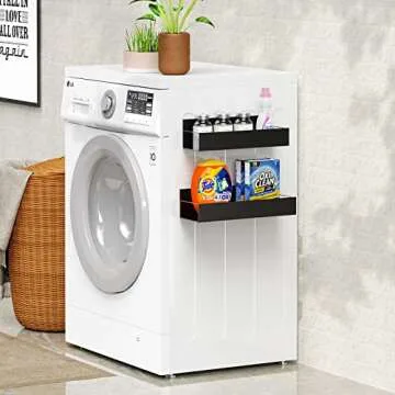 Vetacsion 2 Pack Moveable Fridge Magnetic Spice Racks,Metal Black