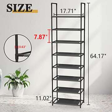 Z&L HOUSE 8 Tier Shoe Rack Narrow, Sturdy Shoe Rack Tall Store 16-20 Pairs of Shoes, Stackable Shoe ...