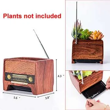 ORIGARDEN Succulent Pot Planter Vintage Home-Decor - Plant Pot Indoor for Succulents Plants Live,Small Flower Pot Retro Radio Desk Decor Container for Air Plant